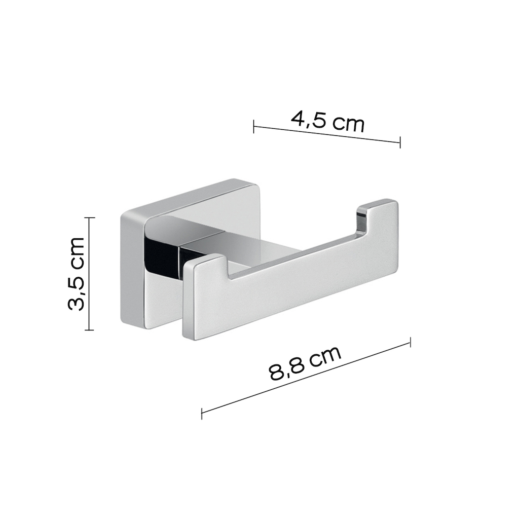 Medidas de la Percha Atena Cromo Brillo en Accesorios de Baño Nalon