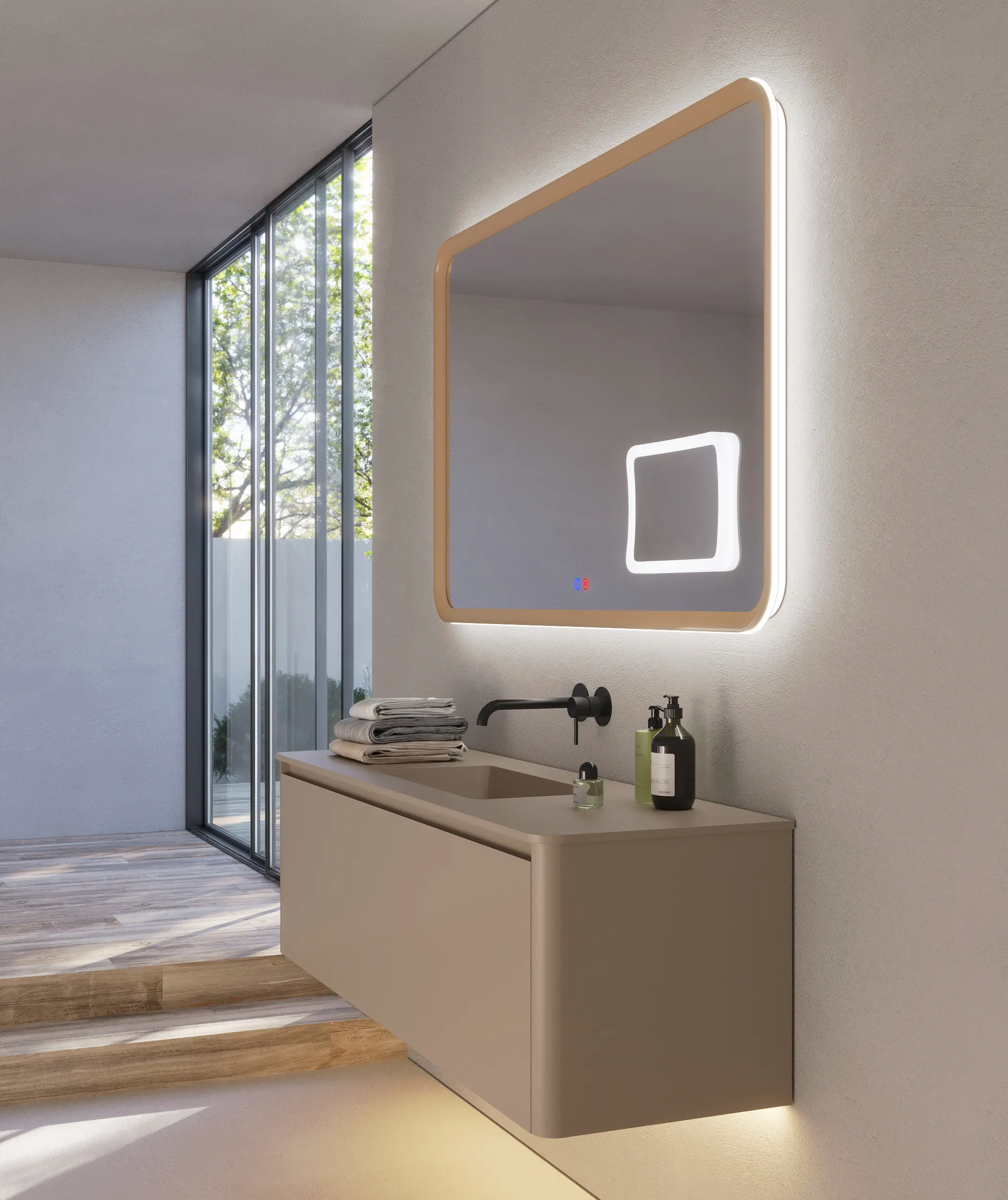 Espejo retroiluminado con luz LED