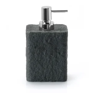 Dispensador de jabón efecto piedra Aries Antracita en accesoriosdebanonaon.es